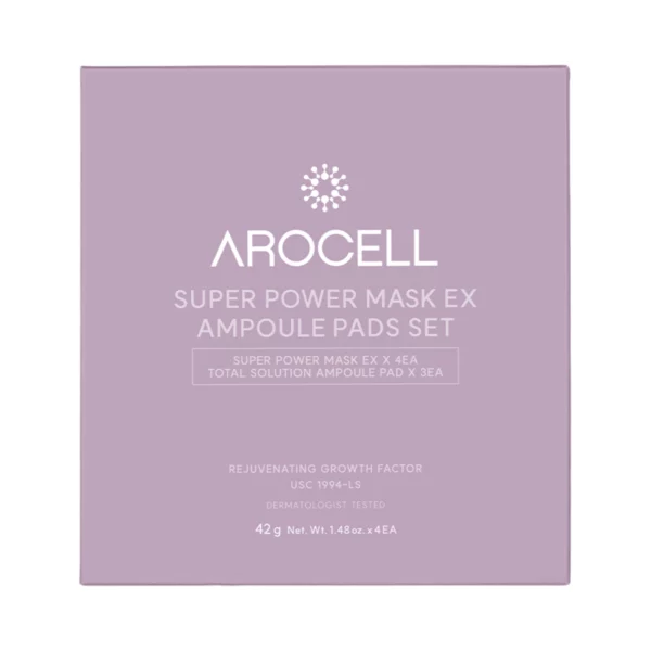 Super Power Mask EX 1 Box (4 Mask Packs, 3 Ampoule Pads Set) Contains Collagen Human Umbilical Cord Stem Cell Cultivation Solution