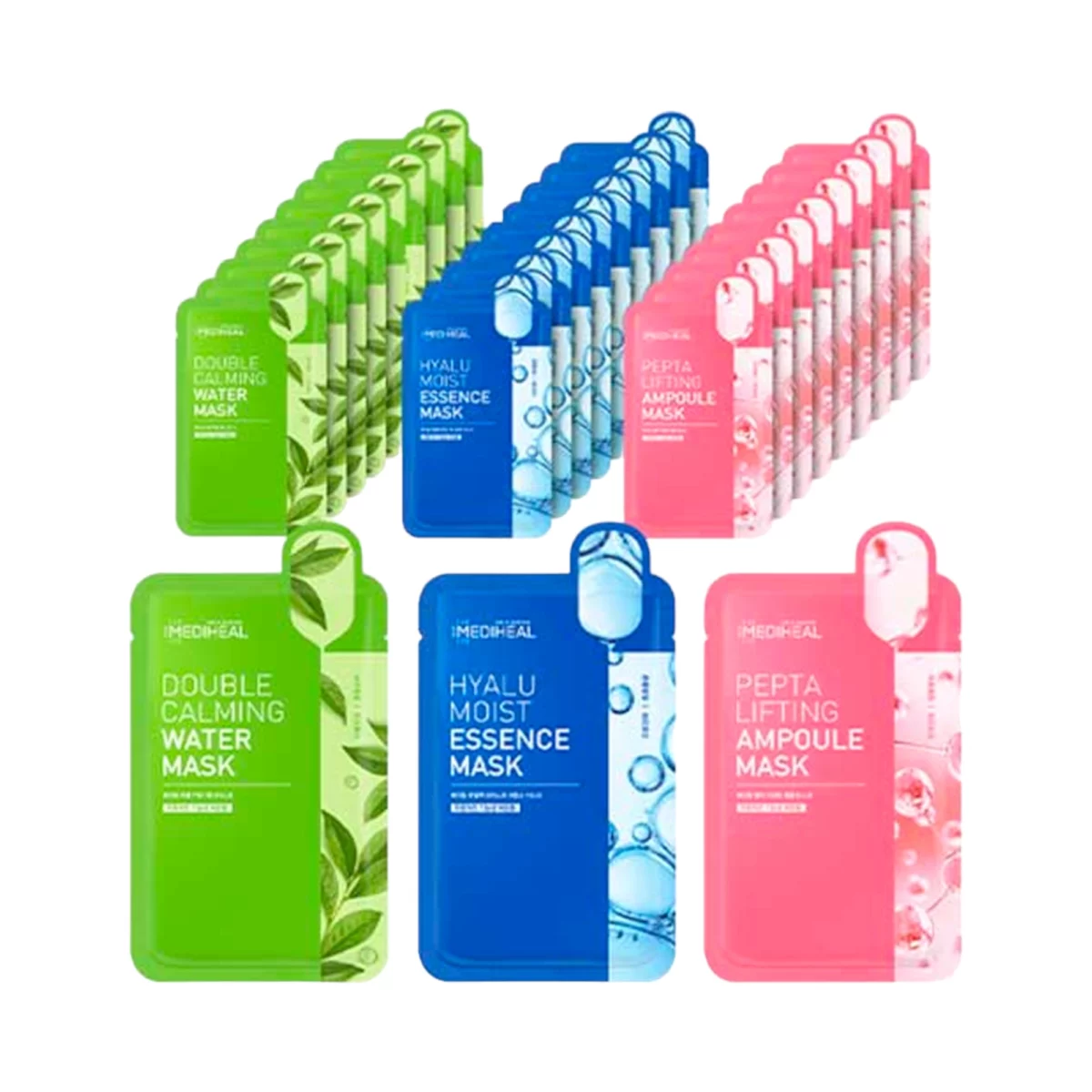 Double Calming Water Mask 5p + Hyaluronic Moist Essence Mask 5p + Pepta Lifting Ampoule Mask 5p - 10ea, 1set