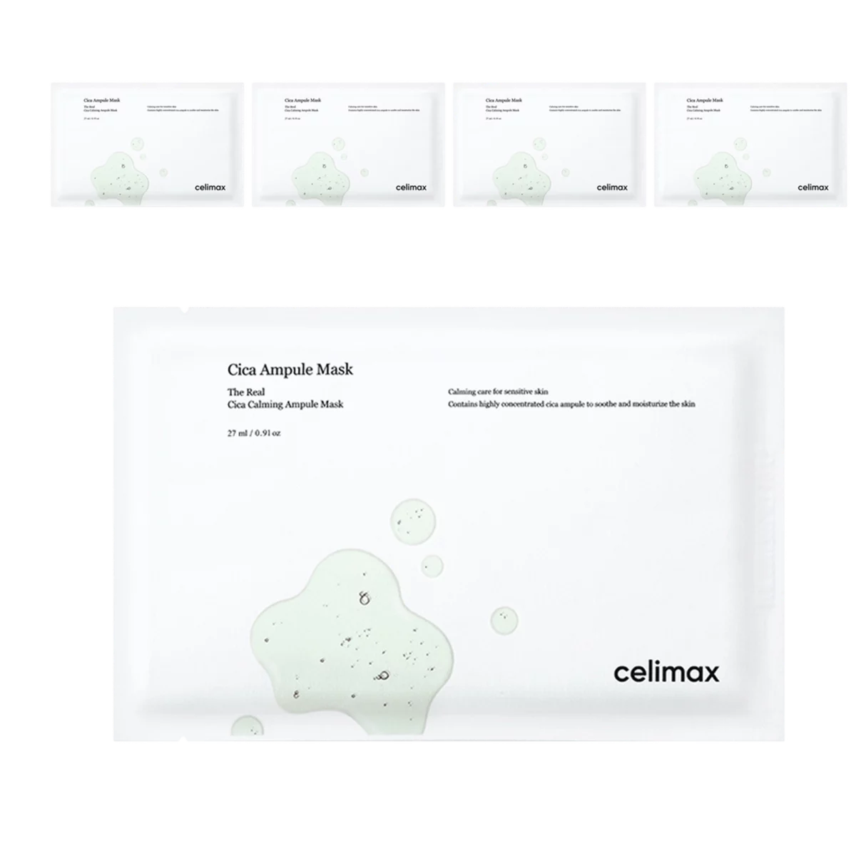 The Real Cica Calming Ampoule Mask 27ml - 1ea, 5packs