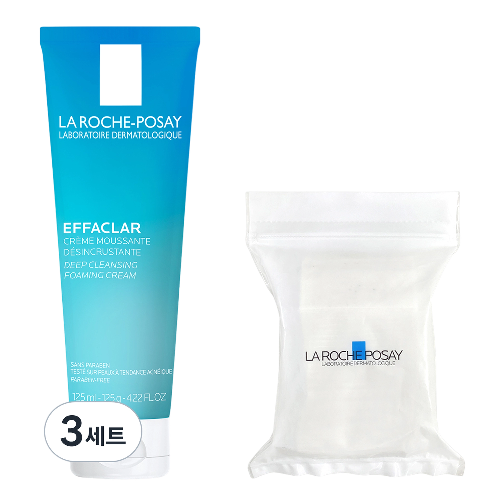 EFFACLAR Deep Cleansing Foaming Cream 125ml + 30p Cotton Pad Set