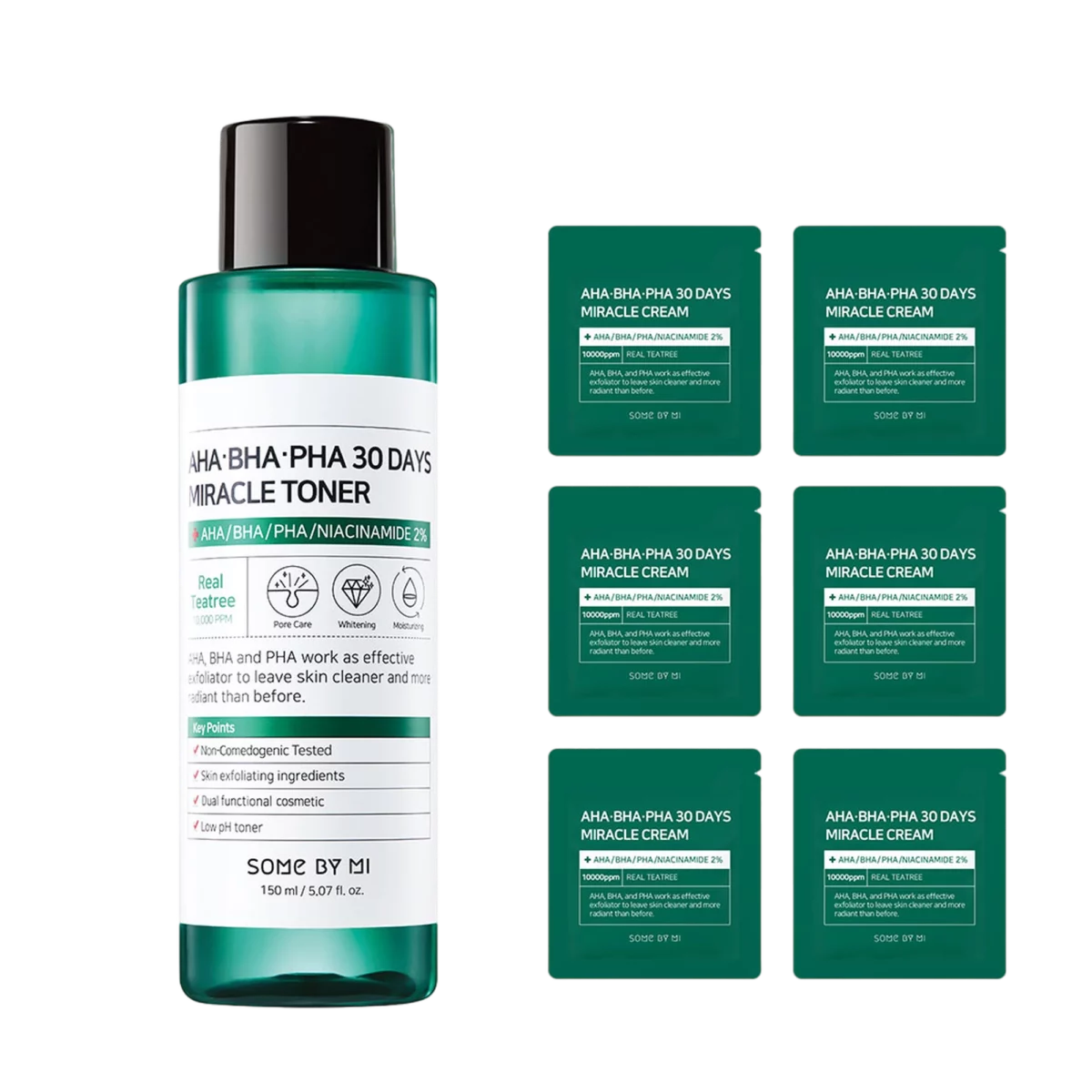 AHA BHA PHA 30 Days Miracle Toner 150ml + Miracle Cream Sample Pouch 6p