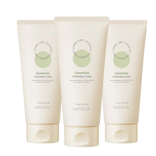 Creamy Latte Cleansing Foam Green Tea, 172ml, 3pcs