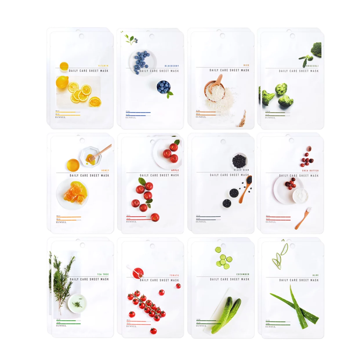 Daily Care Sheet Mask 12 Types x 2ea Set, 1set