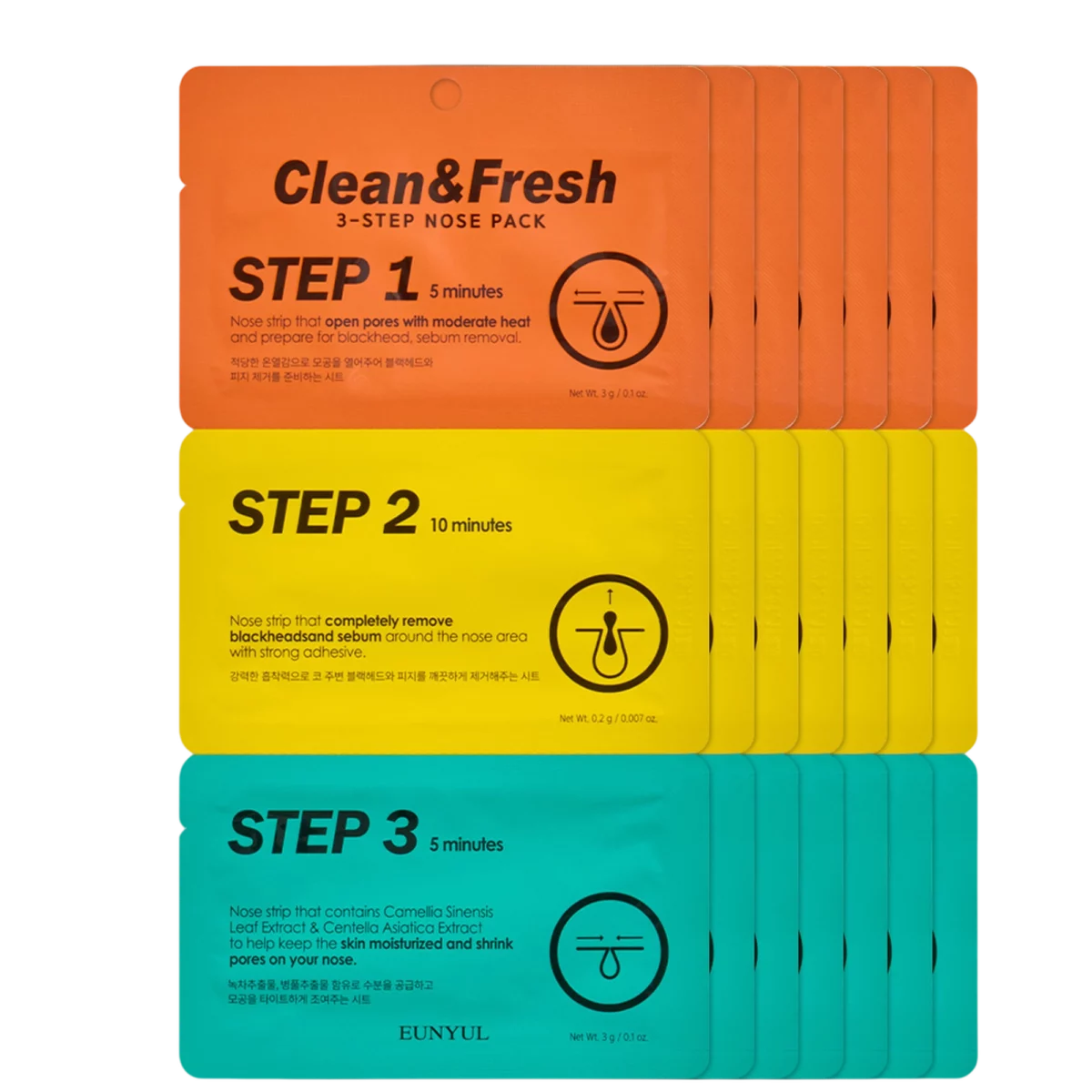 Clean & Fresh 3 Step Nose Pack 14packs - 7packs