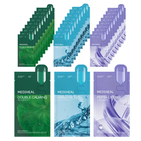 Double Calming Water Mask + Hyalu Moist Essence Mask + Pepta Lifting Ampoule Mask