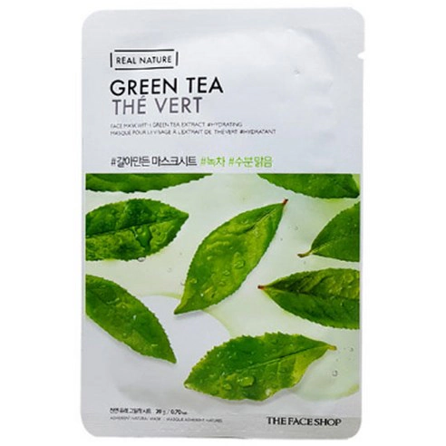 Real Nature Green Tea Sheet Mask, 20g