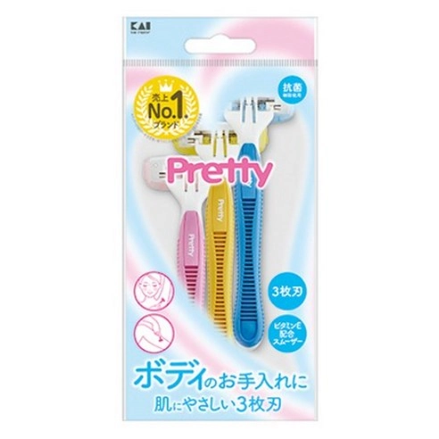 PRETTY Triple-Blades Body T-type Razor, 3ea, 1pack