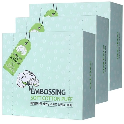 Embossing Soft Cotton Puff, 300ea+300ea+300ea