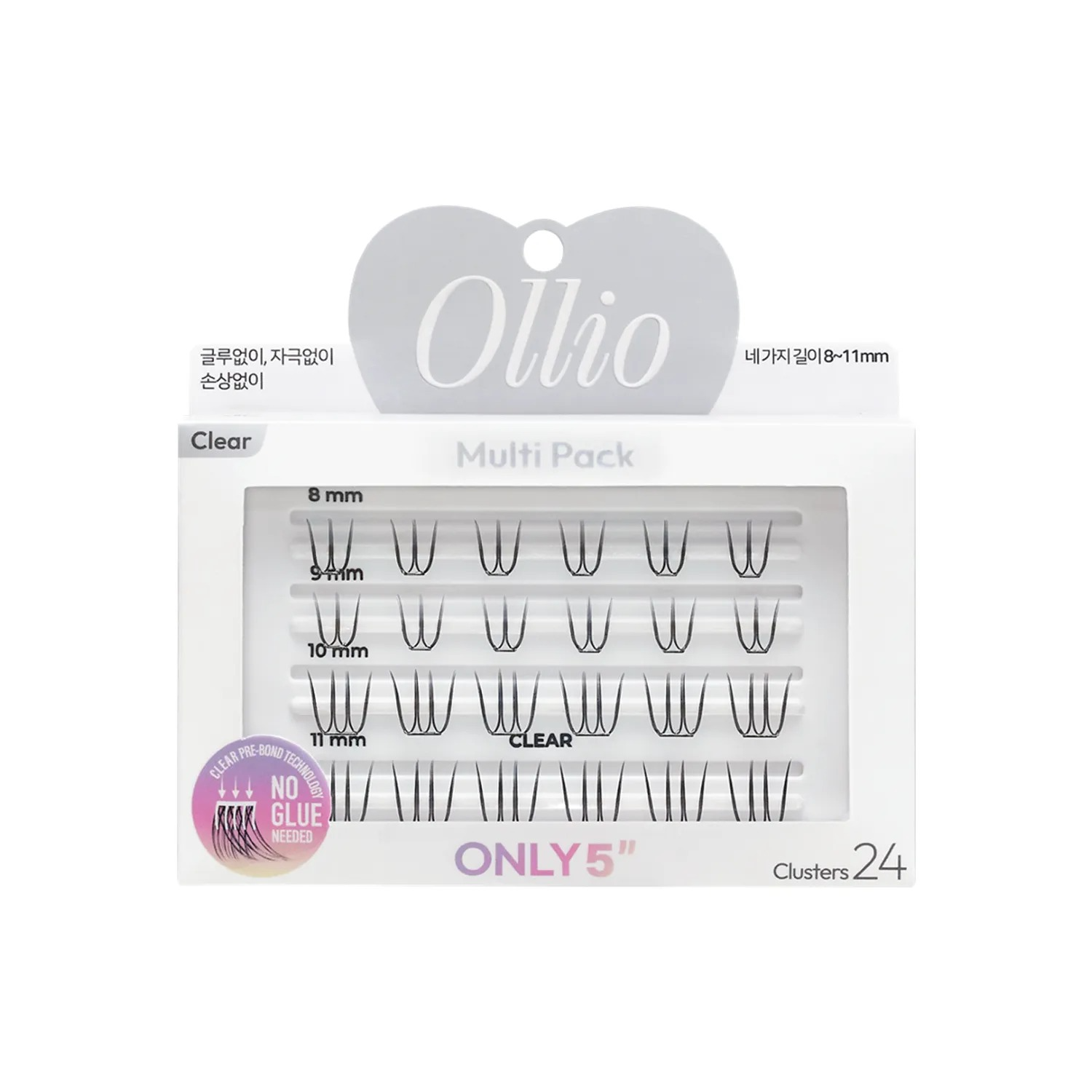 No Glue Eyelash [Clear], 24ea, 1pack